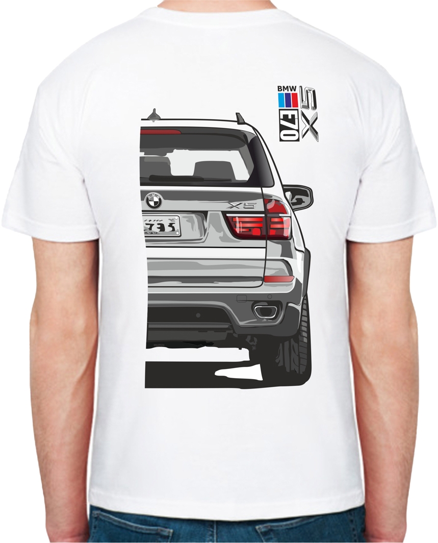 

Футболка мужская Avtolife класическая BMW X5 E70 Stock White белая принт сзади 106470