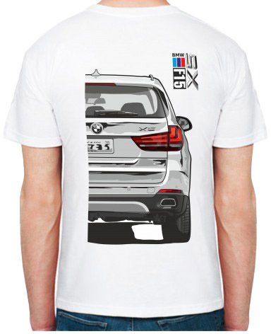 

Футболка мужская Avtolife класическая BMW X5 F15 Stock White белая принт сзади 106415