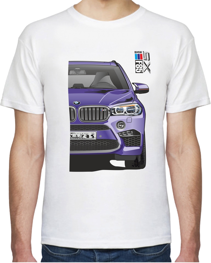 

Футболка мужская Avtolife класическая BMW X5 F85 MotorSport Violet белая принт спереди и сзади 207585