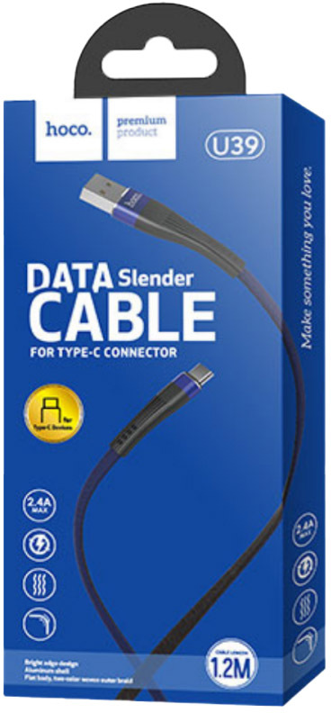 

Кабель Hoco U39 U39TYPECBLACKBLUE USB - USB type-C 1,2 м