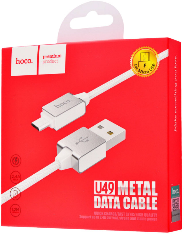 

Кабель Hoco U49 U49MICROWHITE USB - Micro USB 1,2 м