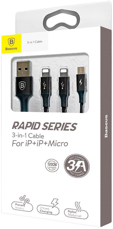 

Кабель 3 в 1 Baseus Rapid CAMLL-SU01 1,2 м