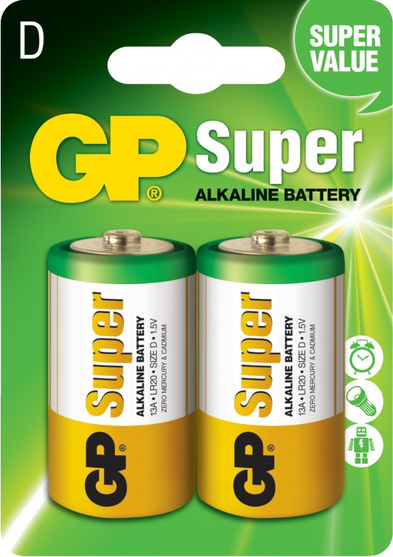 

Батарейка GP Super Alkaline 13AU2 D 1,5 V 2 шт