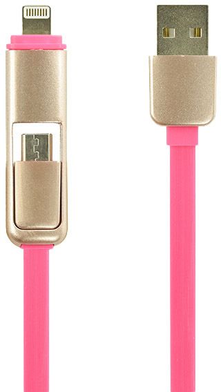 

Кабель 2 в 1 Optima Double Flat C-021 45833 USB - Apple Lighting - Micro USB 1 м