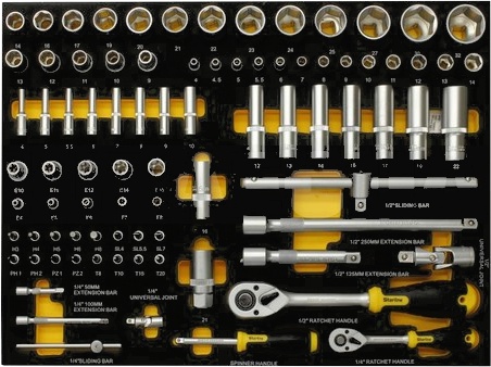 

Набор торцевых головок и комплектующих Starline NRF1ETR27 72 шт. 1/2", 1/4"