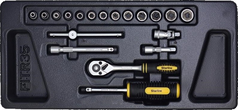 

Набор торцевых головок и комплектующих Starline NRF1TR35 13 шт. 1/4"