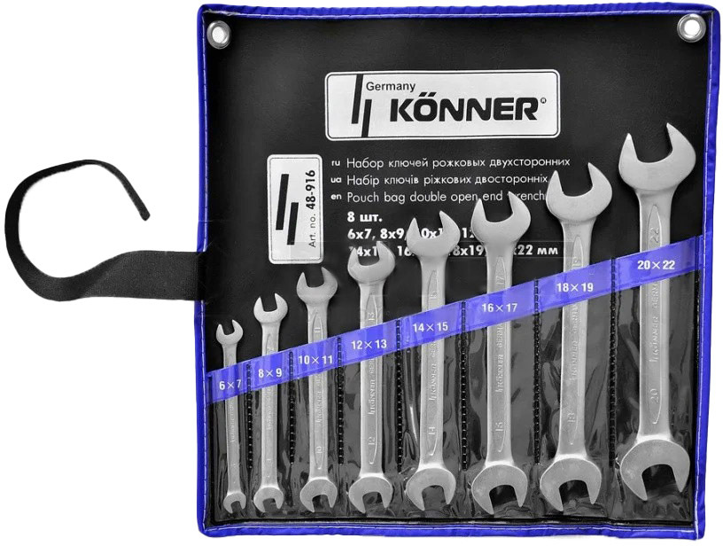 

Набор ключей рожковых KONNER-KOREA 48-916 6x7-20x22 мм 8 шт