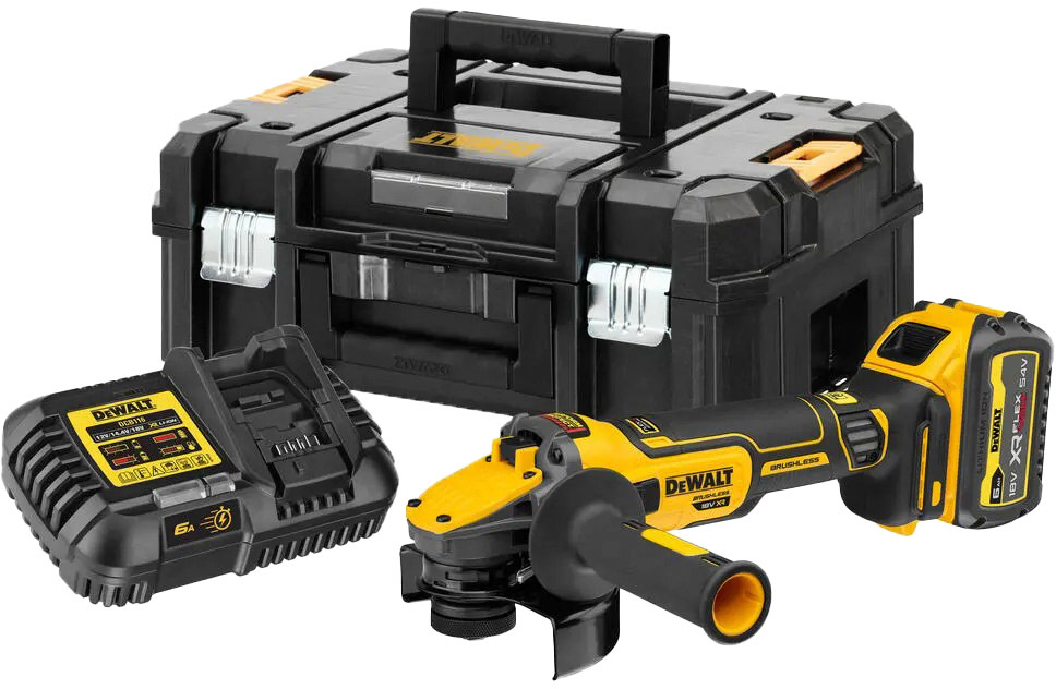 

Болгарка аккумуляторная DeWALT DCG409 (1 аккумулятор + ЗУ + чехол) 125 мм DCG409T1
