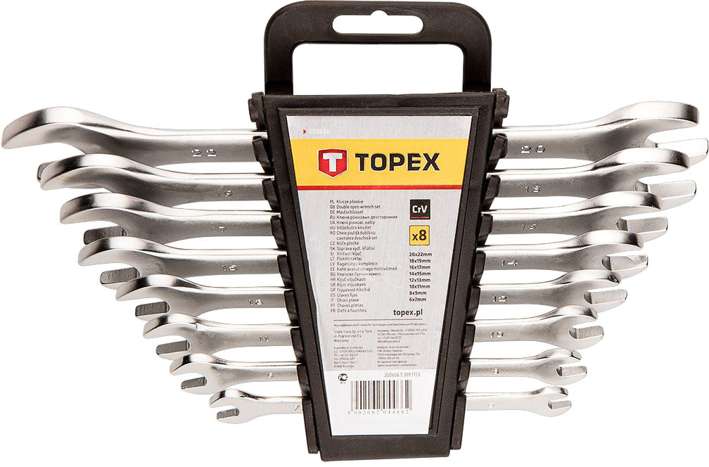 

Набор ключей рожковых Topex 35D656 6-22 мм 8 шт