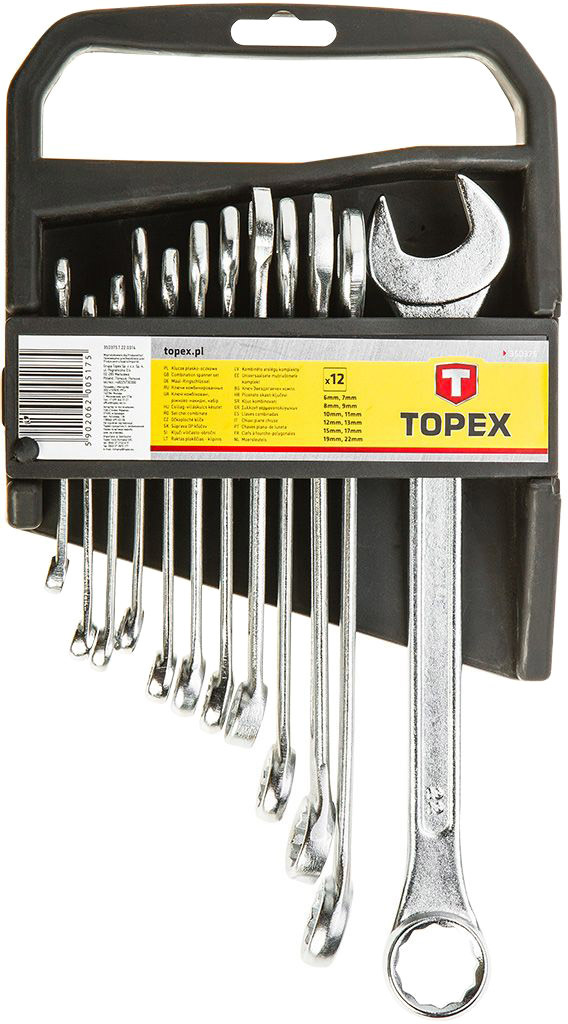 

Набор ключей рожково-накидных Topex 35D375 6-22 мм 12 шт