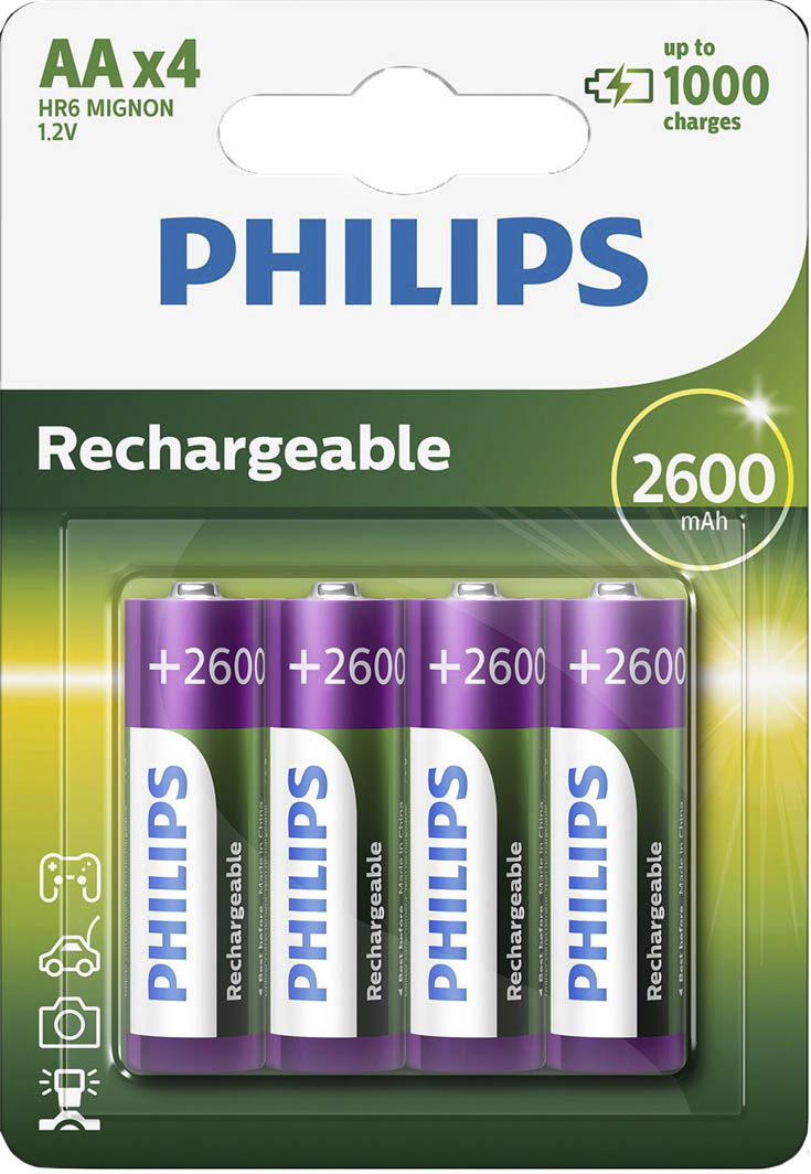 

Аккумуляторная батарейка Philips Rechargeable R6B4B260/10 2600 mAh 4 шт