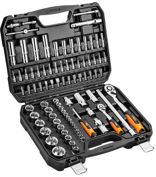 

Набор торцевых головок и комплектующих Neo Tools 08-664 74 шт. 1/2", 1/4"
