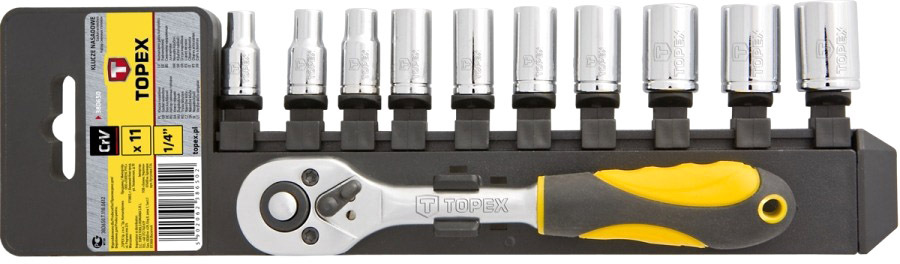 

Набор торцевых головок и комплектующих Topex 38D650 10 шт. 1/4"