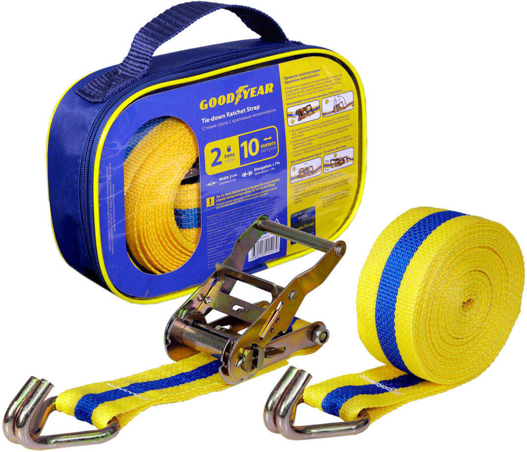 

Стяжной ремень Goodyear Tie-down Ratchet Strap 2 т 10 м GY005203