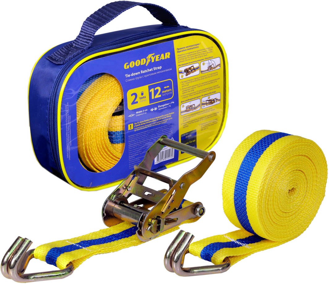 

Стяжной ремень Goodyear Tie-down Ratchet Strap 2 т 12 м GY005204