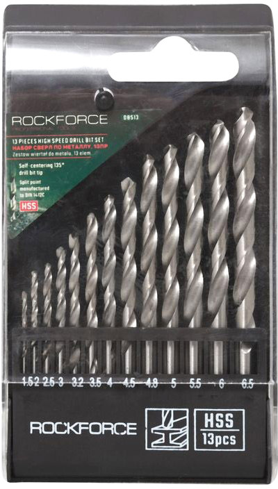 

Набор сверл Rockforce RF-DBS13 спиральных по металлу 1.5-6.5 мм