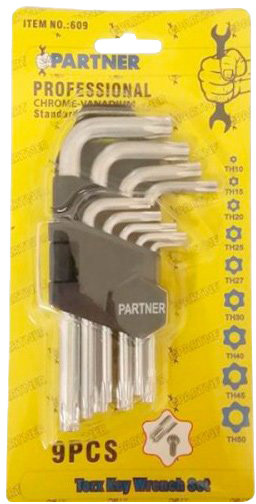 

Набор ключей TORX Partner PA-609 T10H-T50H 9 шт