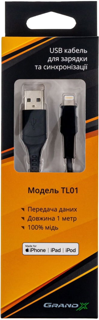 

Кабель Grand-X TL01 USB - Apple Lightning 1 м