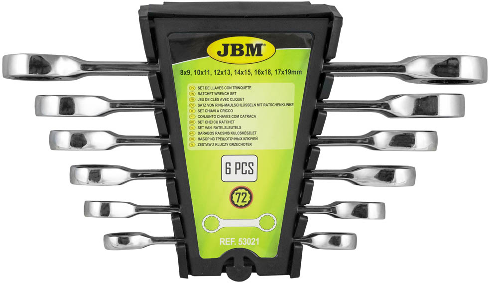

Набор ключей накидных трещоточных JBM 53021 8-19 мм 6 шт