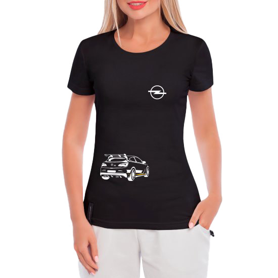 

Футболка женская Globuspioner классическая Opel 100 черная принт спереди 702652727