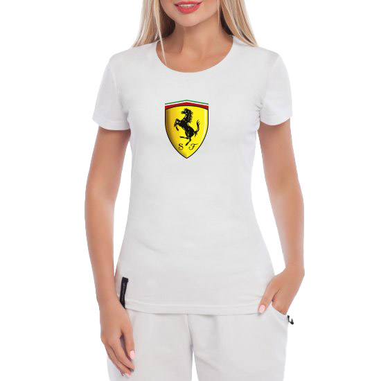 

Футболка женская Globuspioner классическая Ferrari Logo 3D белый спереди 228772714