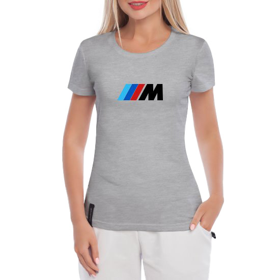 

Футболка женская Globuspioner классическая BMW M Big Logo серая принт спереди 5760427282