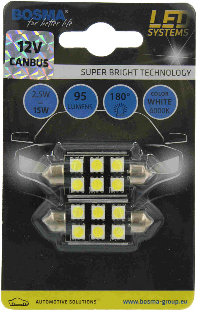 

Автолампа Bosma 3864 Canbus (6 SMD) SV8,5 2,5 W