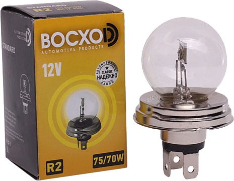 

Автолампы ВОСХОD 80712 Standard R2 P45t 75 W 70 W прозрачный