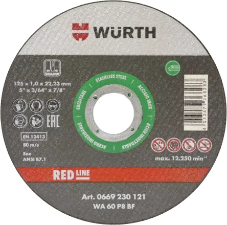 

Круг отрезной Würth Red Line 0669230121 125 мм
