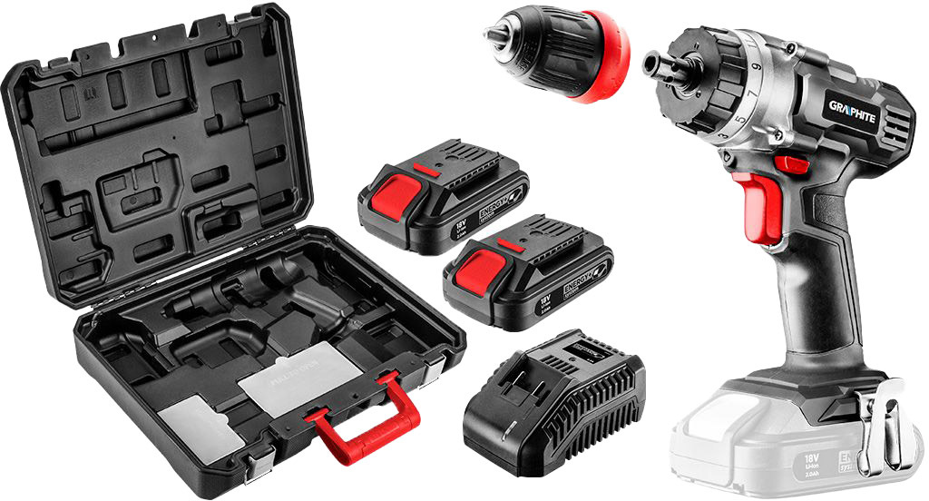 

Шуруповерт Graphite аккумуляторный 58G022 (2 аккумулятора + ЗУ) 58G022-SET2