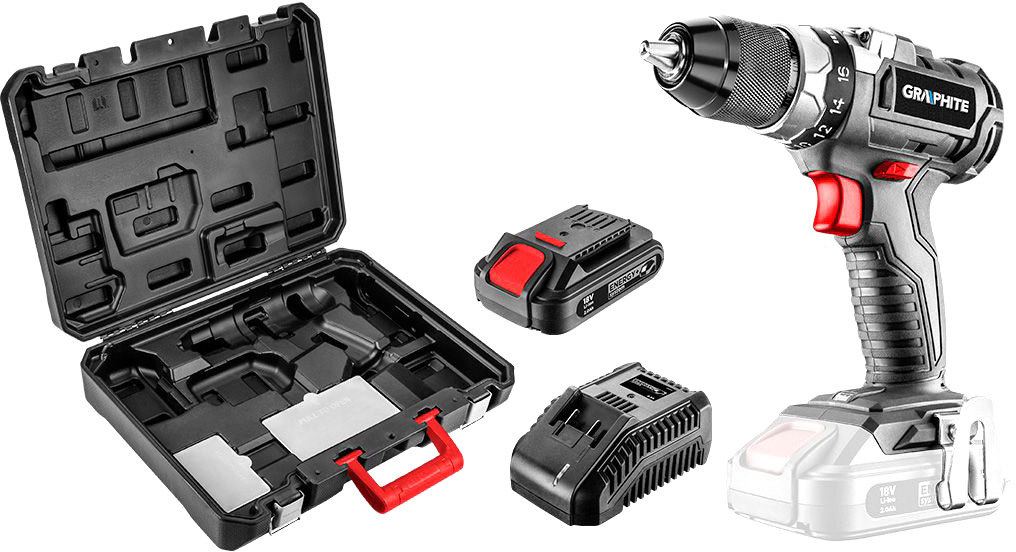 

Шуруповерт Graphite 58G019 (1 аккумулятор + ЗУ) 58G019-SET1
