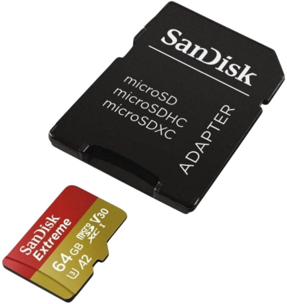

Карта памяти SanDisk Extreme Action microSDXC 64 ГБ с SD-адаптером SDSQXA2064GGN6AA