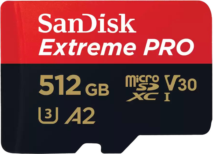 

Карта памяти SanDisk Extreme PRO microSDXC 512 ГБ с SD-адаптером SDSQXCZ-512G-GN6MA