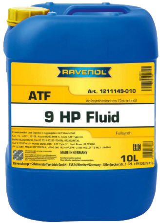 

Трансмиссионное масло Ravenol ATF 9HP Fluid синтетическое 1211149010