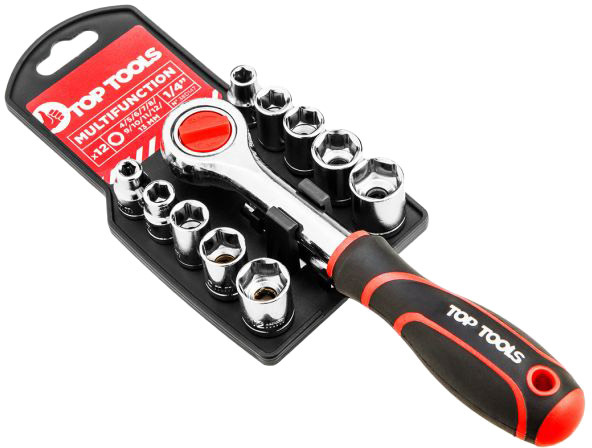 

Набор торцевых головок и комплектующих Top Tools 38D147 10 шт. 1/4"
