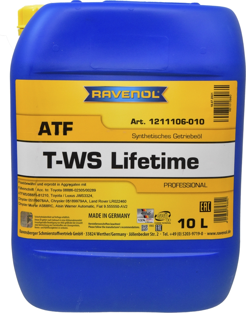 

Трансмиссионное масло Ravenol ATF T-WS Lifetime синтетическое 1211106010
