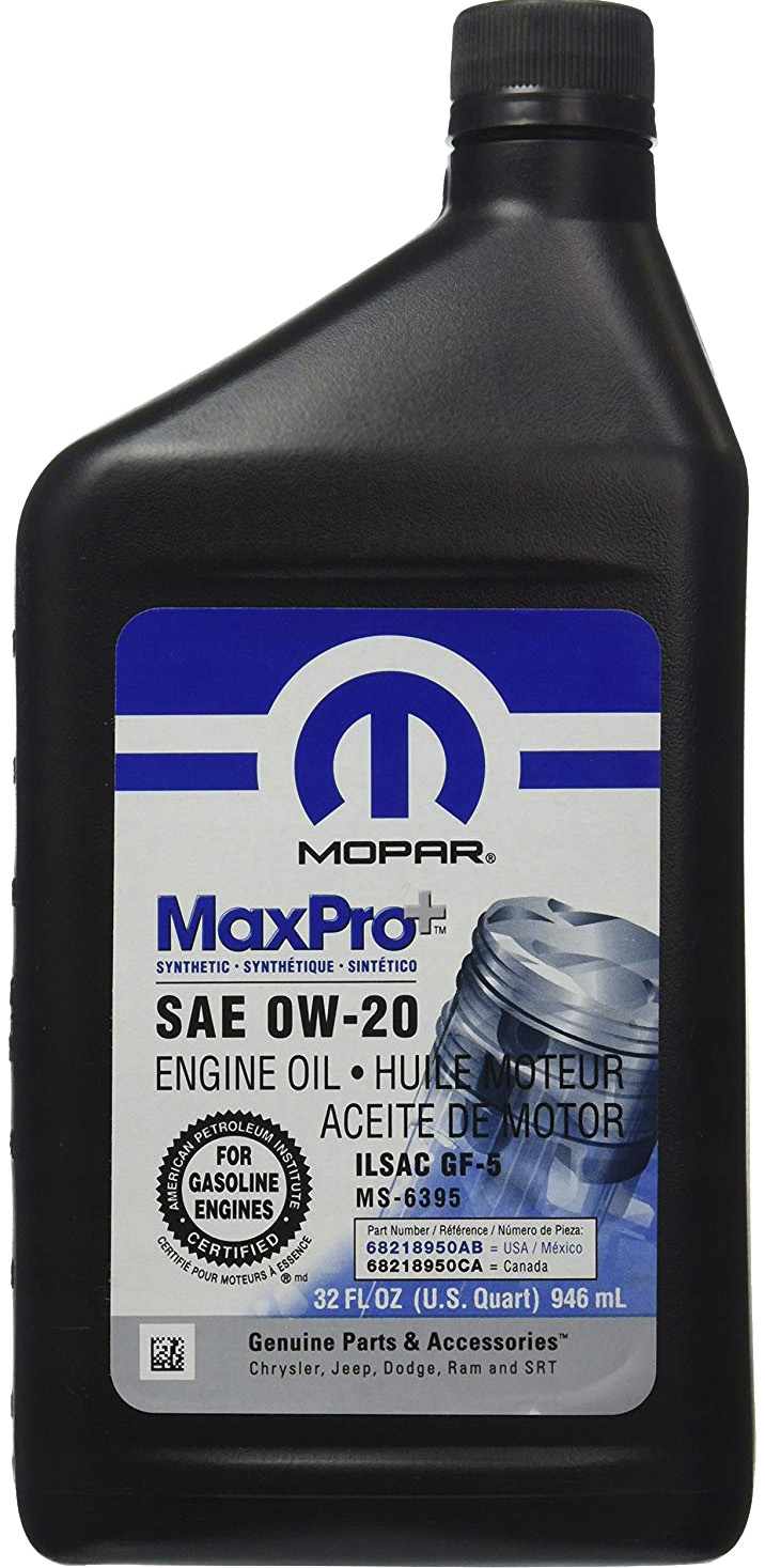 

Моторное масло Mopar MaxPro Plus 0W-20 синтетическое 68218950AB