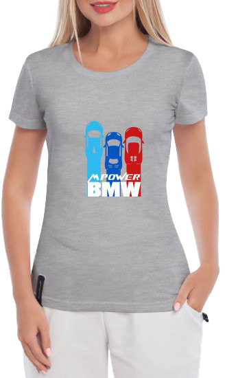 

Футболка женская Globuspioner классическая BMW MPower серая принт спереди 5048427284