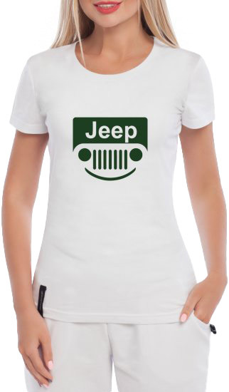 

Футболка женская Globuspioner классическая Jeep Smile белая принт спереди 236682715