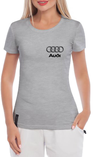

Футболка женская Globuspioner классическая Audi Silver Logo серая принт спереди 6646827281