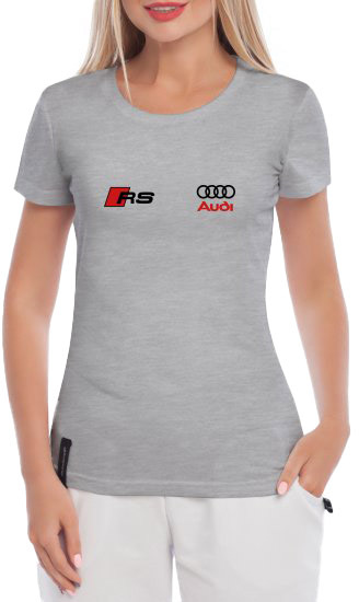 

Футболка женская Globuspioner классическая Audi RennSport серая принт спереди 6648527286