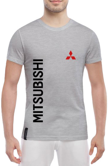 

Футболка мужская Globuspioner классическая Mitsubishi Big Logo Vertical серый спереди 66719172857