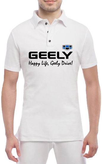 

Футболка мужская Globuspioner поло Geely Slogan белый спереди 737725314