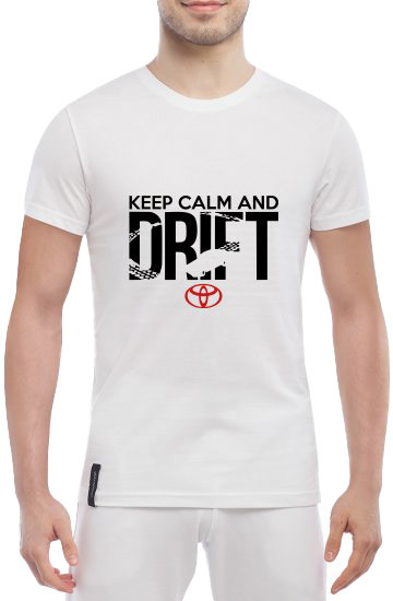 

Футболка мужская Globuspioner классическая Keep Calm and Drift Toyota белый спереди 504321717