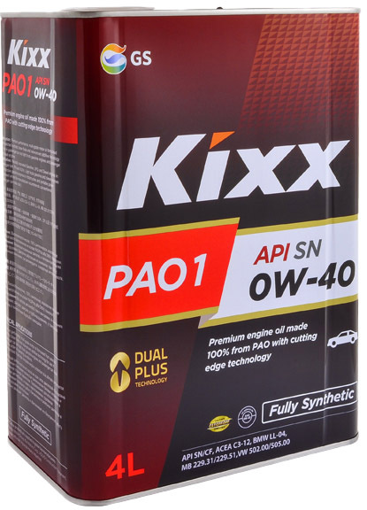 

Моторное масло Kixx PAO 1 0W-40 синтетическое GS113096