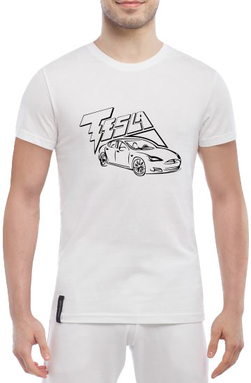 

Футболка мужская Globuspioner классическая Tesla Сar белый спереди 510181712
