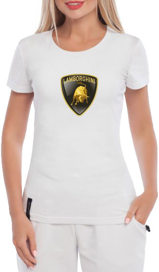 

Футболка женская Globuspioner классическая Lamborghini Logo белая принт спереди 231132712