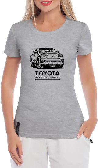 

Футболка женская Globuspioner классическая Toyota The Power of Dreams серая принт спереди 5042927284