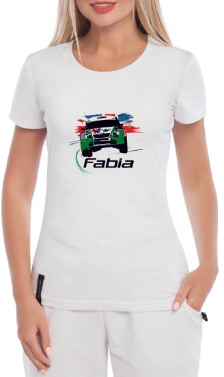 

Футболка женская Globuspioner классическая Skoda Fabia Rally белая принт спереди 239182714
