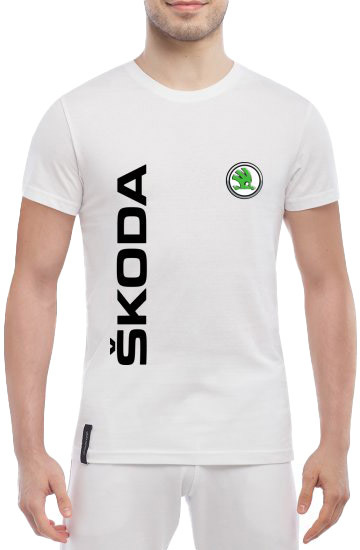 

Футболка мужская Globuspioner классическая Skoda Logo Vertical белый спереди 666331714